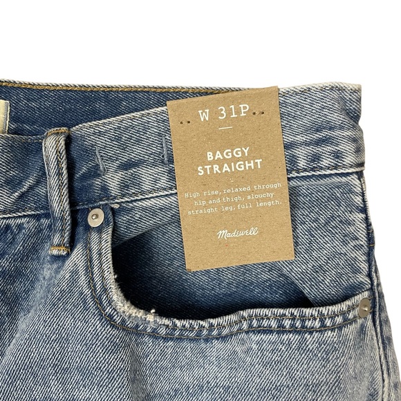 Madewell Petite Baggy Straight Jeans in Olvera Wash Size 31P - Picture 6 of 8